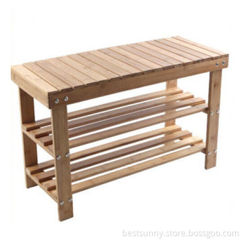 Shoe Rack Made of green bamboo with a box in the middle 90cm